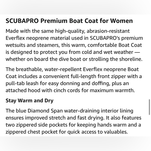 Women's Black Dive Boat Jacket Scuba Pro - NEVER WORN Rare Size 2XL - Picture 8 of 9